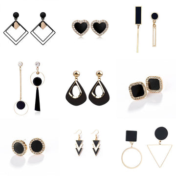 Black Hanging Long Earrings for Women Triangle Square Statement Drop Earrings 2021 boucle oreille femme Fashion Jewelry daiiibabyyy